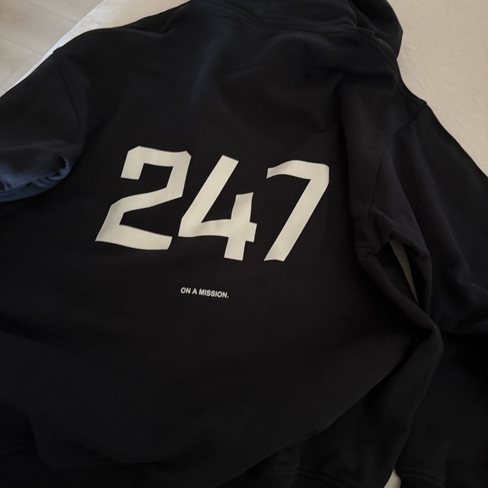 Black '247' Graphic Hoodie